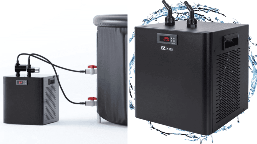 image of an expensive and a cheap diy cold plunge water chiller