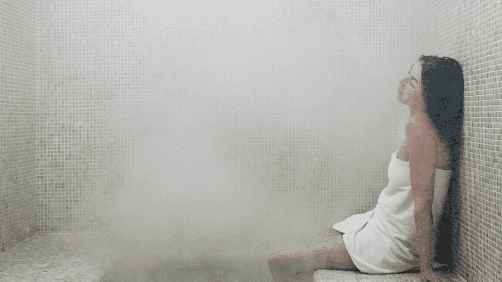image of a woman in a steam room
