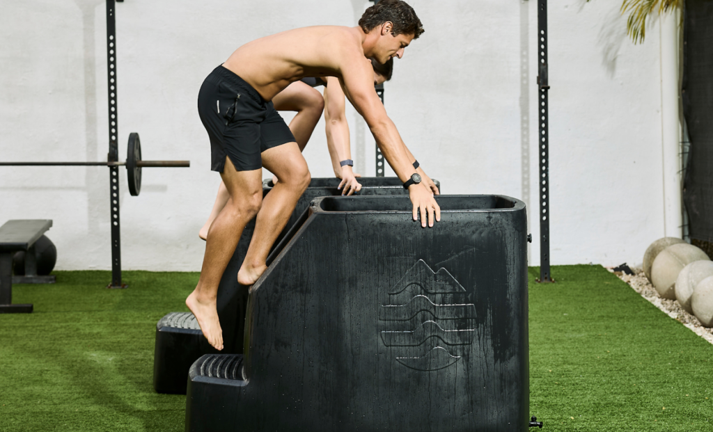 image of a man entering the all-new ice barrel 500 with built-in stairs
