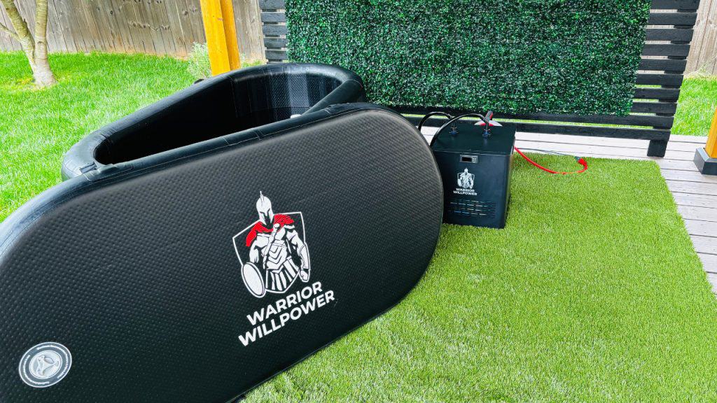 image of the warrior willpower inflatable cold plunge and pro water chiller
